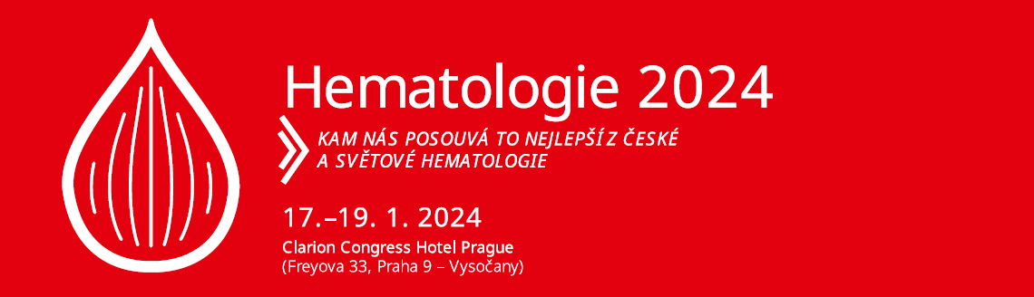 Záhlaví: 24. PRAŽSKÉ HEMATOLOGICKÉ DNY, Hematologie 2024 Post-ASH, konané 17. – 19. 1. 2024 v Clarion Congress Hotel Prague